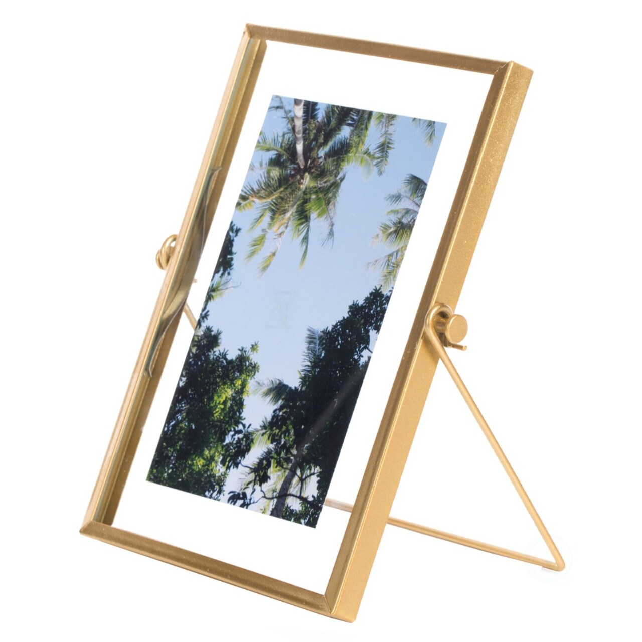 Modern Metal Floating Tabletop Photo Picture Frame With Glass Cover And Easel Stand